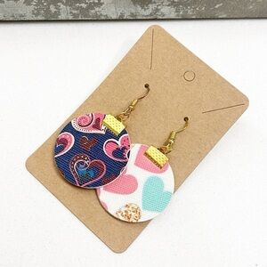 Heart print hand made earrings